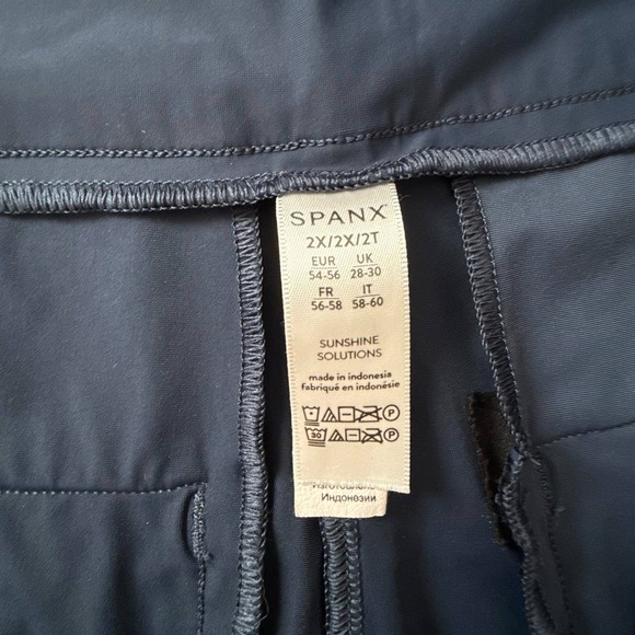 SPANX Womens Plus Size 2X Navy Blue Flat Front Athletic Shorts Sunshine - Picture 3 of 7